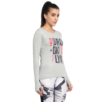 Appulse Women's Printed Long Sleeve Thumb Hole Round Neck T-Shirt | Women | Premium Cotton | Activewear | Athleisure