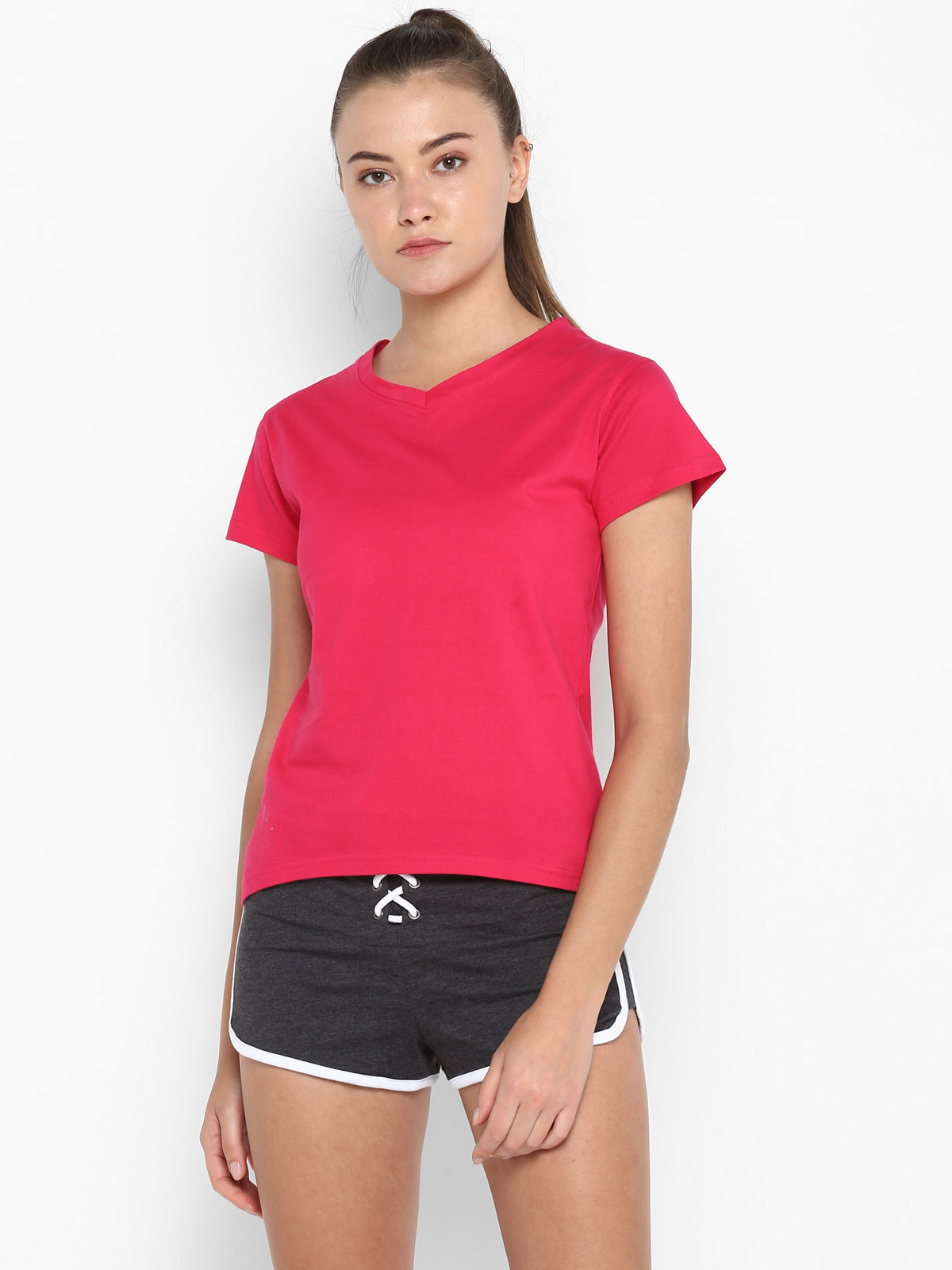 Ap'pulse Women's Short Sleeve V Neck Tshirt