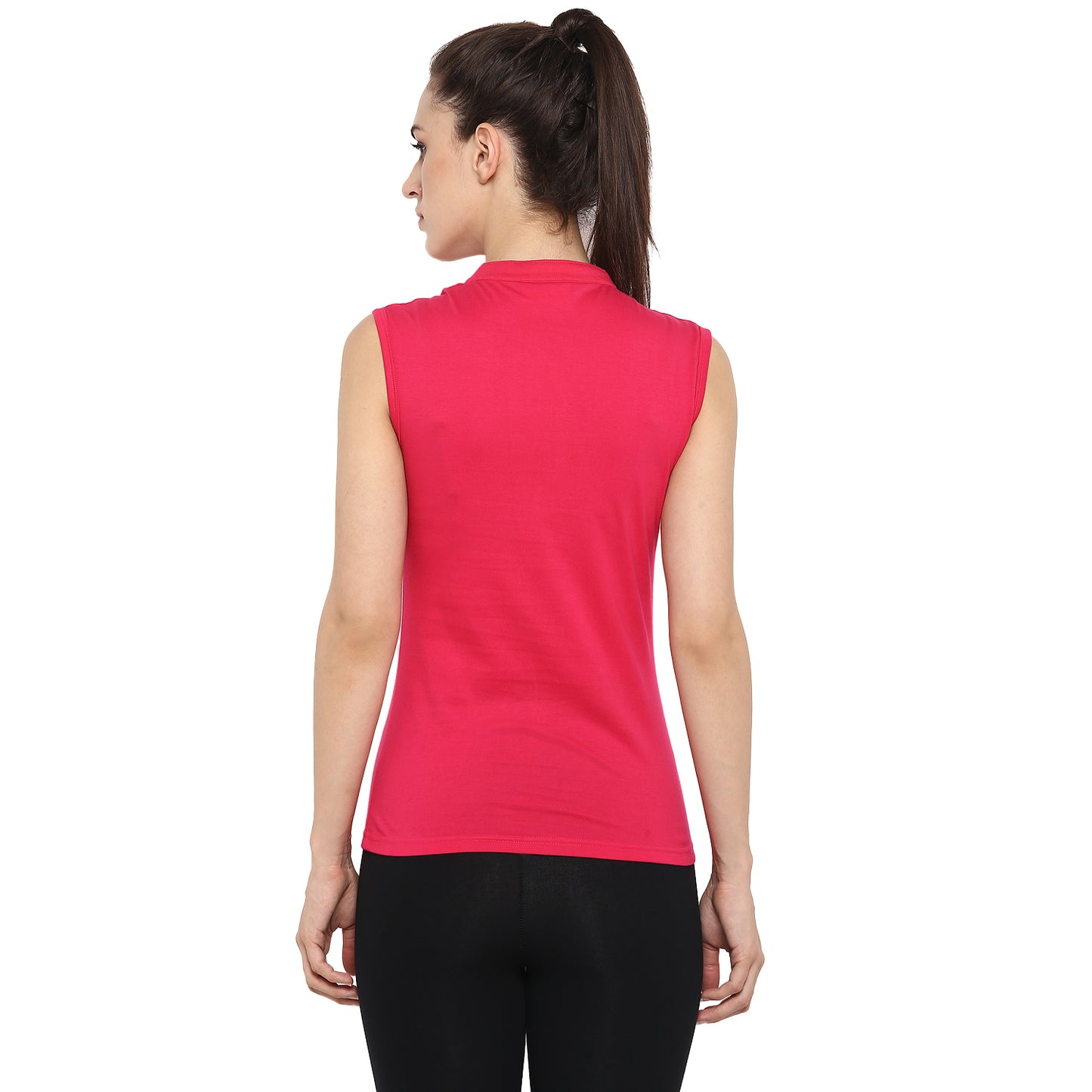 Ap'pulse Women's Sleeveless Mandarin Collar Tshirt