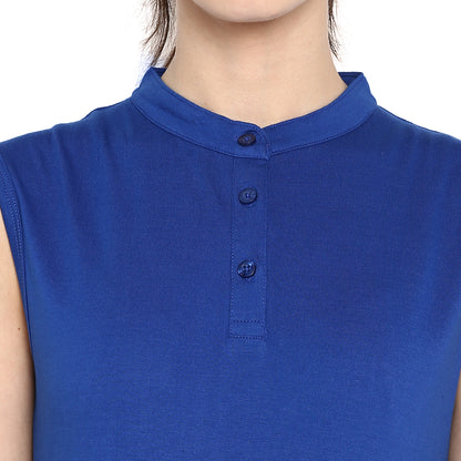 Appulse Women's Sleeveless Mandarin Collar T-Shirt | Women | Premium Cotton | Activewear | Athleisure