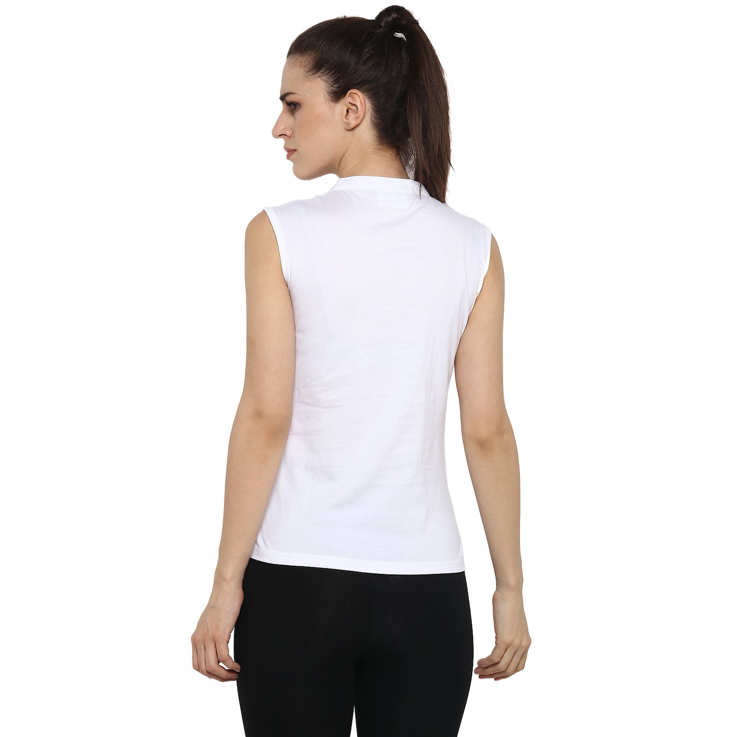 Ap'pulse Women's Sleeveless Mandarin Collar Tshirt