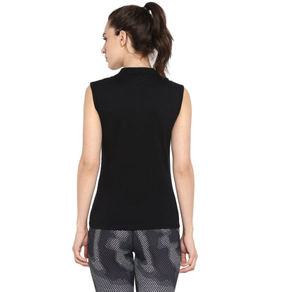 Appulse Women's Sleeveless Mandarin Collar T-Shirt | Women | Premium Cotton | Activewear | Athleisure