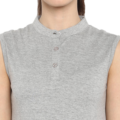 Appulse Women's Sleeveless Mandarin Collar T-Shirt | Women | Premium Cotton | Activewear | Athleisure