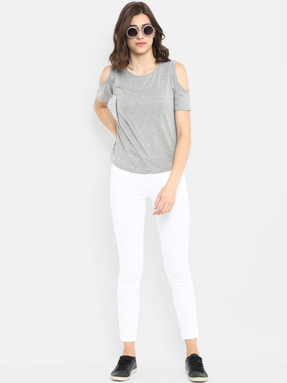 Appulse Women's Round Neck Cold Shoulder T-Shirt | Women | Premium Cotton | Activewear | Athleisure