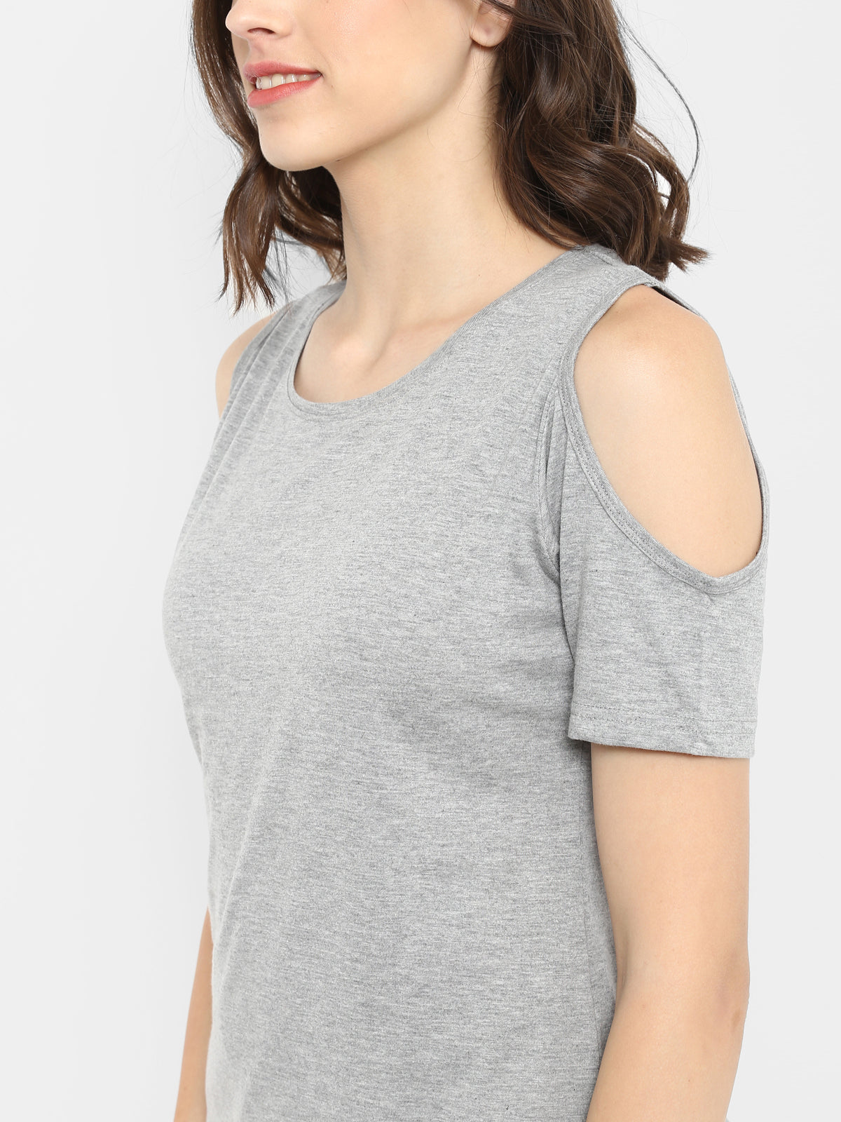 Ap'pulse Women's Round Neck Cold Shoulder Tshirt