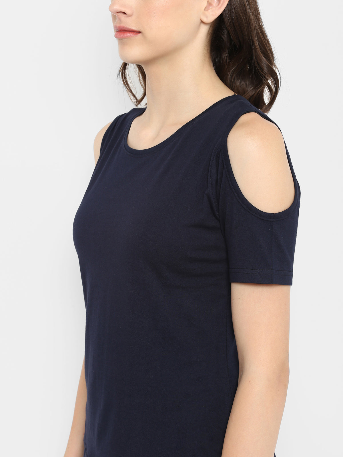 Ap'pulse Women's Round Neck Cold Shoulder Tshirt