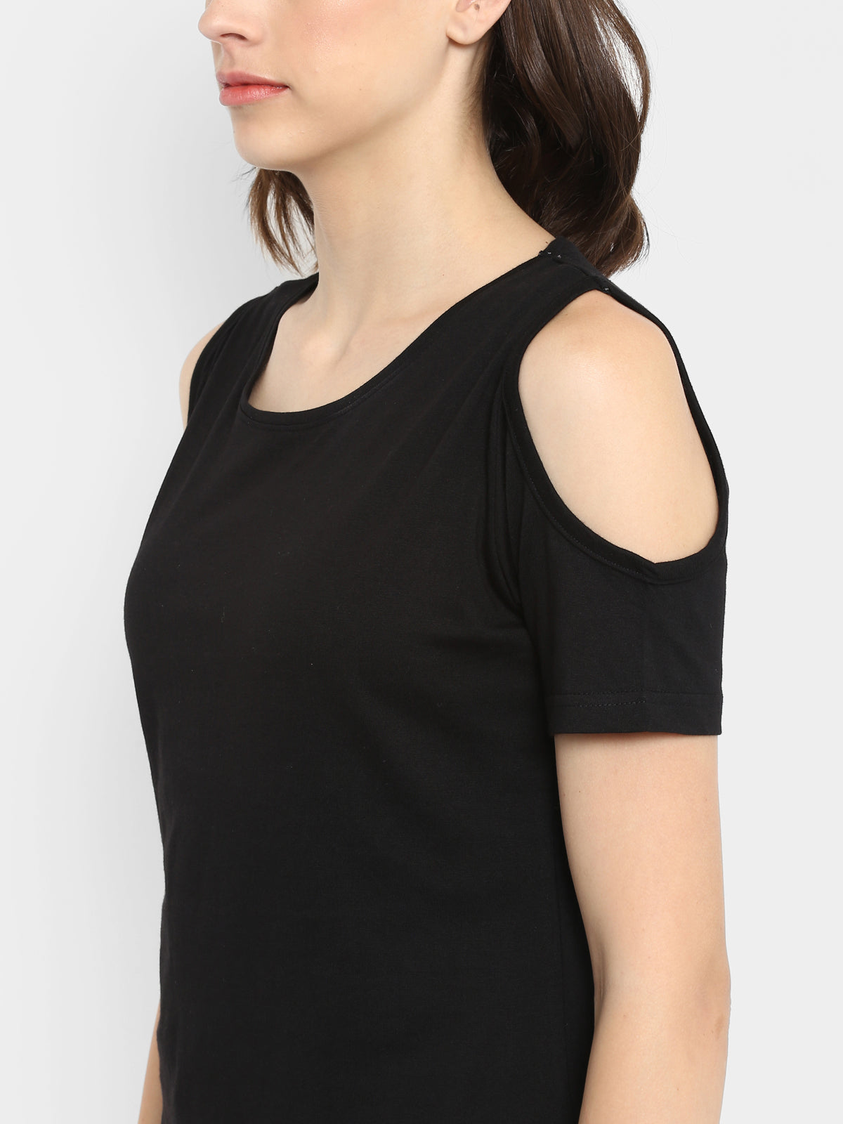 Ap'pulse Women's Round Neck Cold Shoulder Tshirt