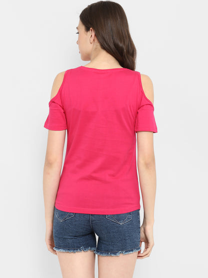 Appulse Women's Round Neck Cold Shoulder T-Shirt | Women | Premium Cotton | Activewear | Athleisure