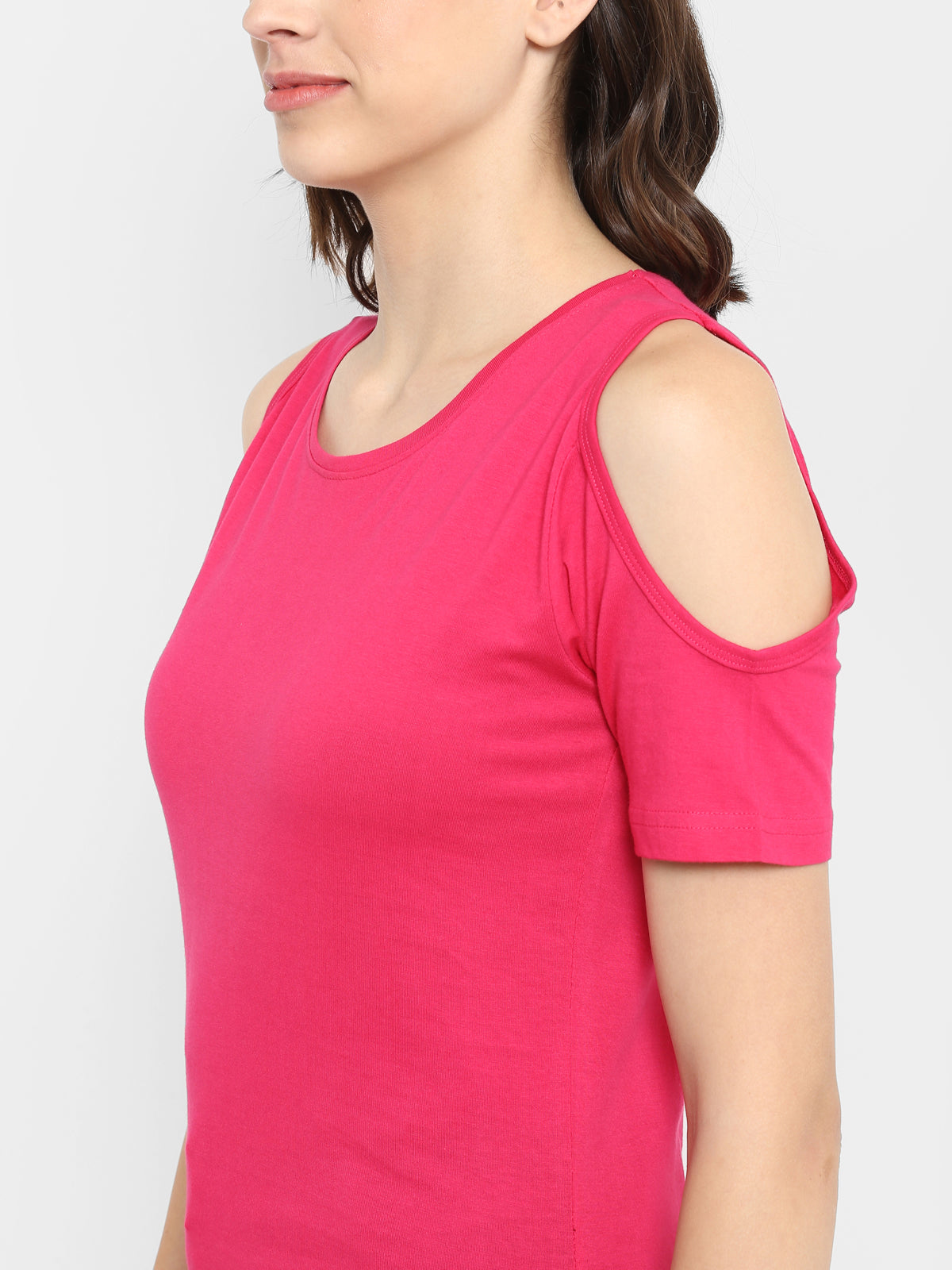 Ap'pulse Women's Round Neck Cold Shoulder Tshirt