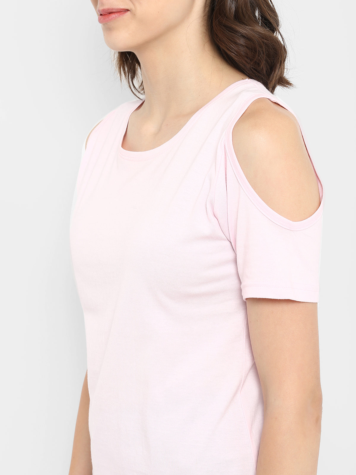 Ap'pulse Women's Round Neck Cold Shoulder Tshirt