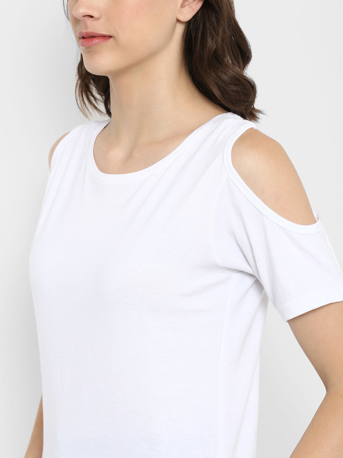 Ap'pulse Women's Round Neck Cold Shoulder Tshirt