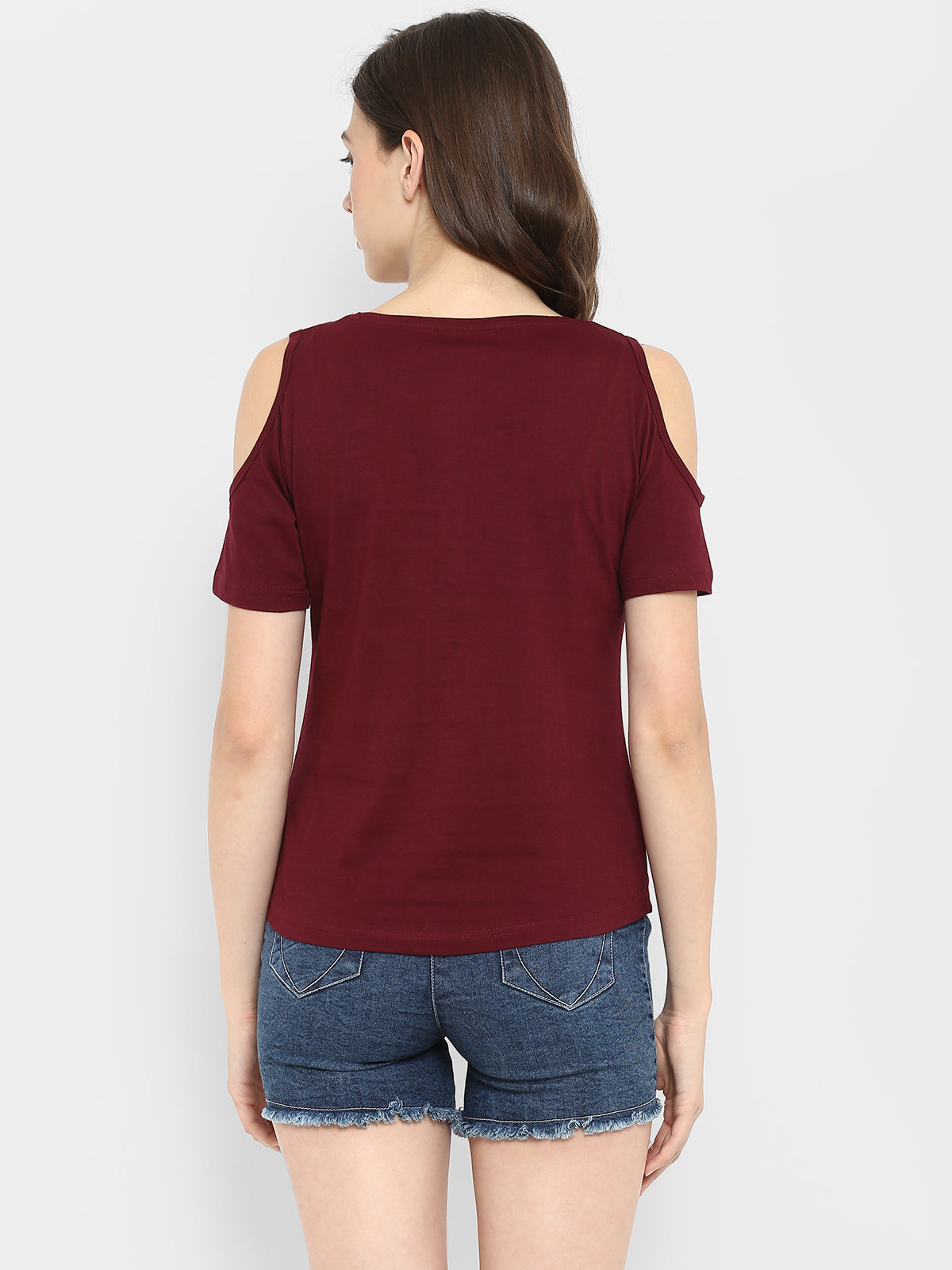 Ap'pulse Women's Round Neck Cold Shoulder Tshirt