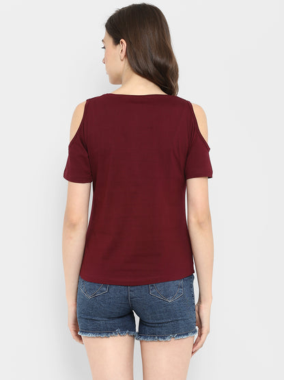 Appulse Women's Round Neck Cold Shoulder T-Shirt | Women | Premium Cotton | Activewear | Athleisure