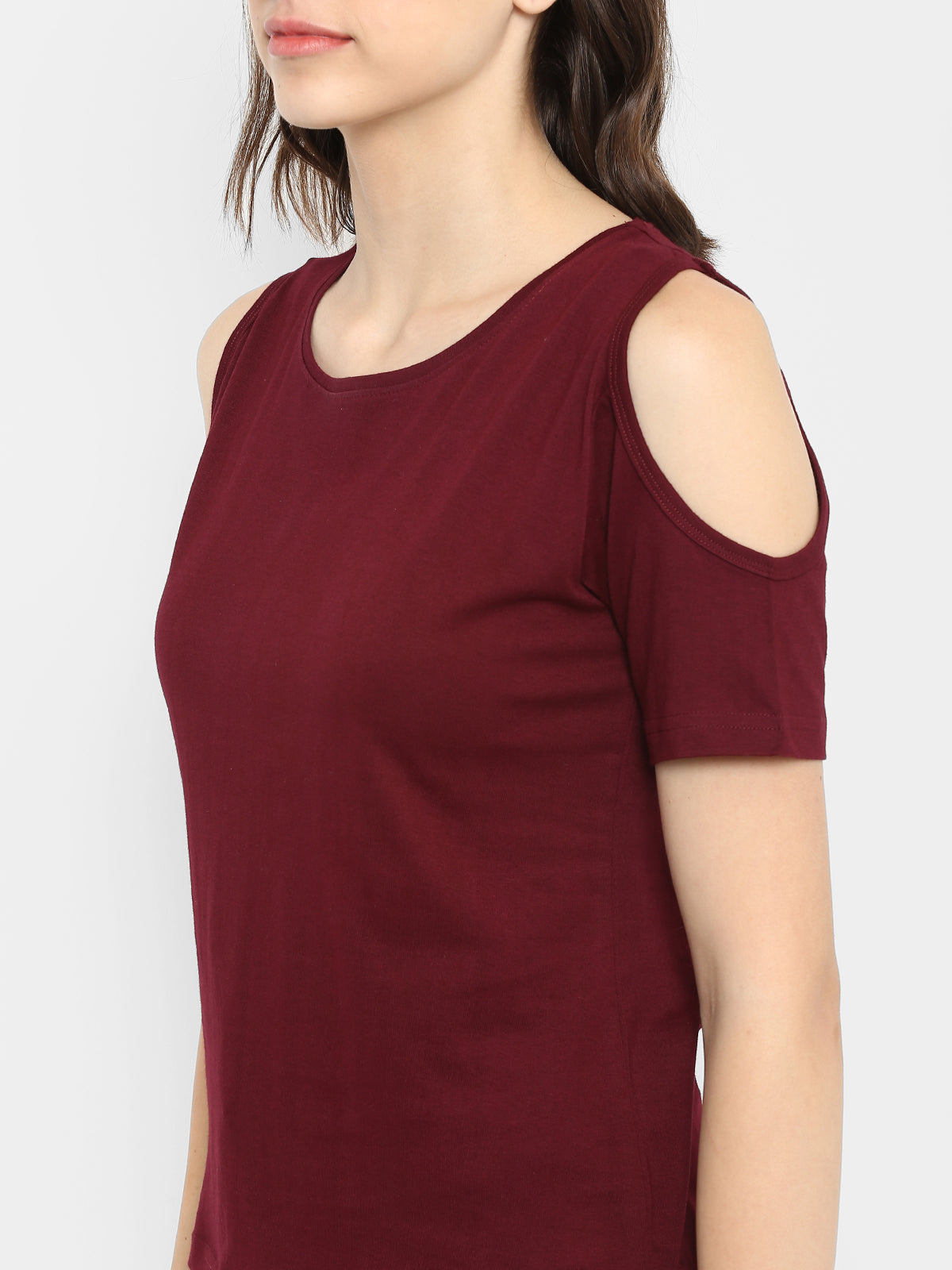 Ap'pulse Women's Round Neck Cold Shoulder Tshirt