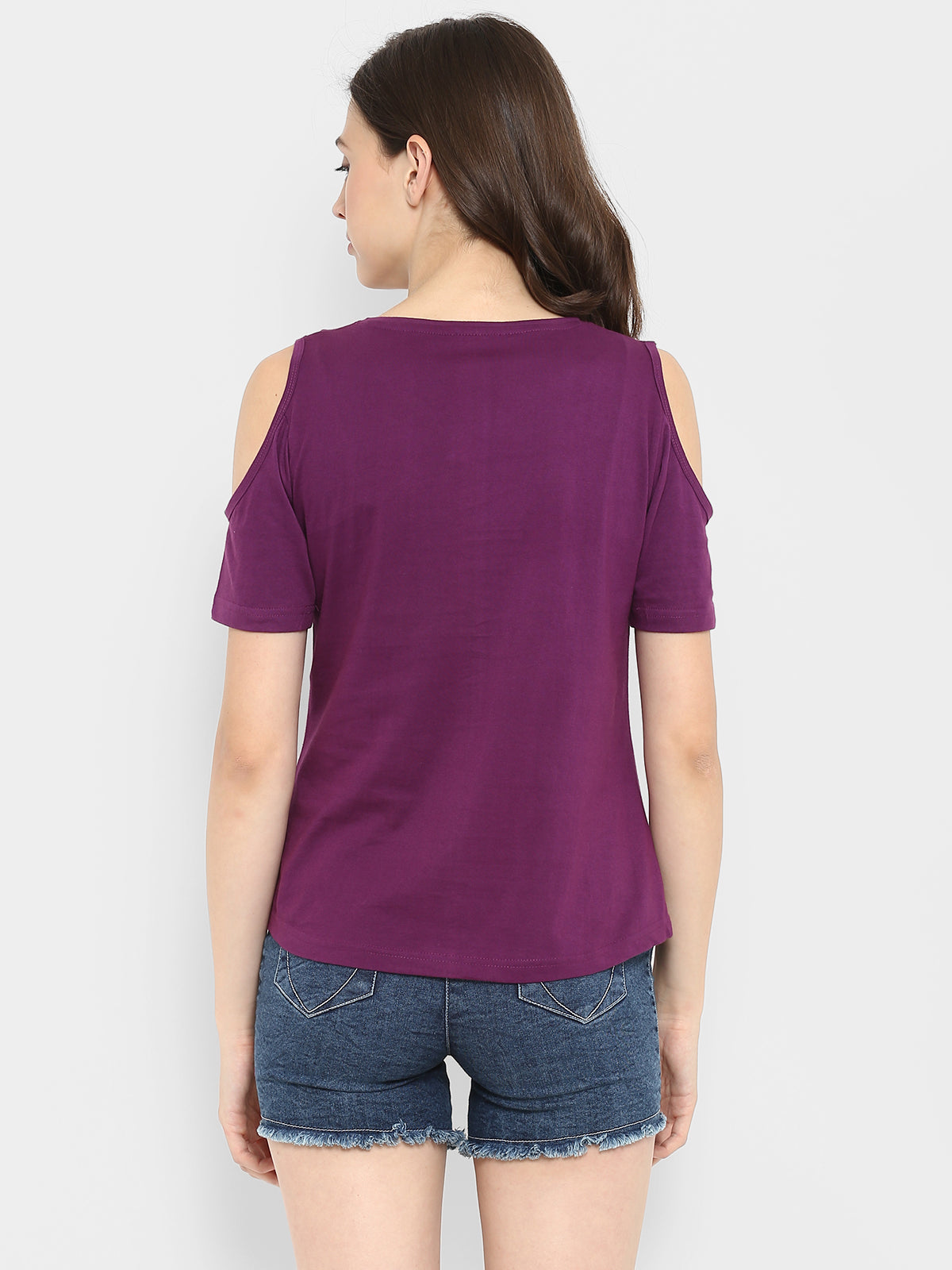 Ap'pulse Women's Round Neck Cold Shoulder Tshirt