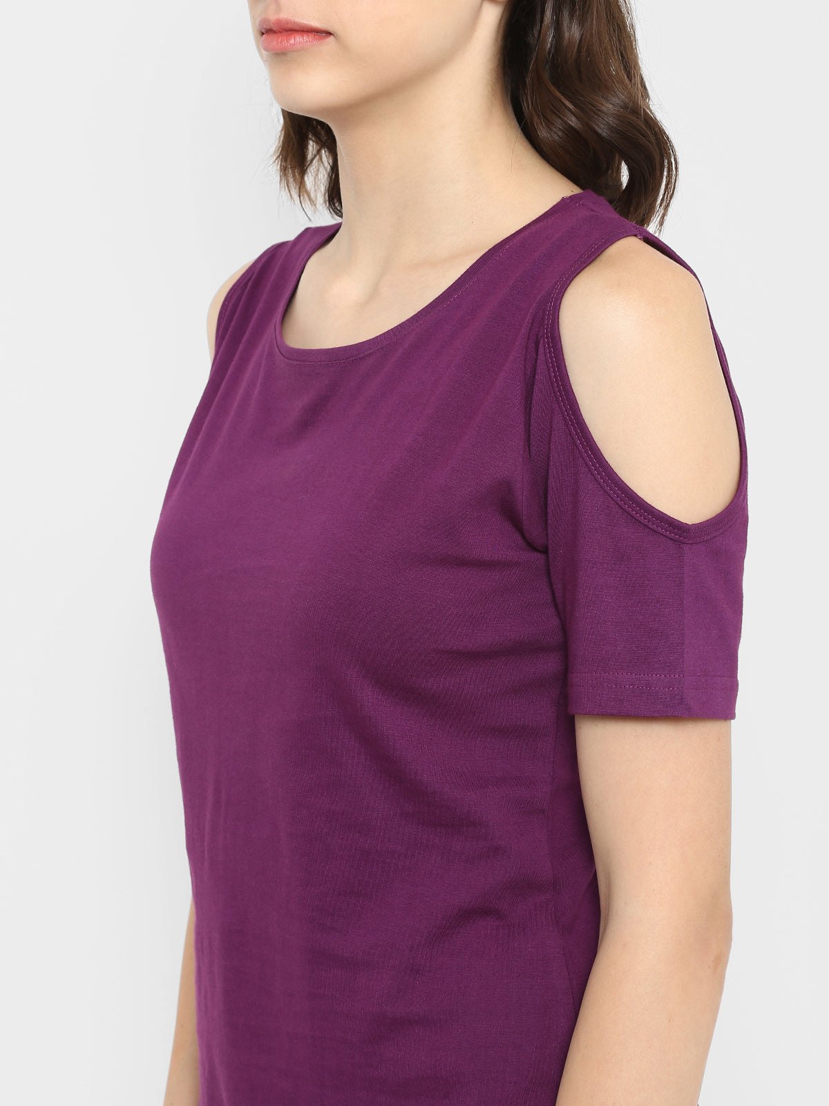 Ap'pulse Women's Round Neck Cold Shoulder Tshirt