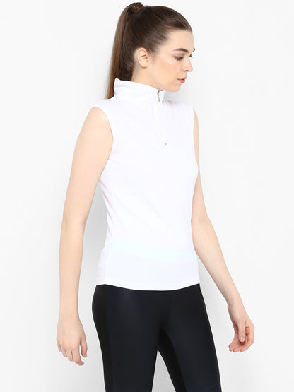 Appulse Women's Sleeveless 1/4 Zip Hi Neck T-Shirt | Women | Premium Cotton | Activewear | Athleisure