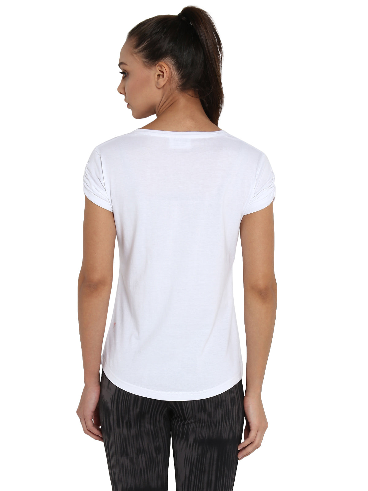 Ap'pulse Women's Gathering sleeve Round Neck Tshirt