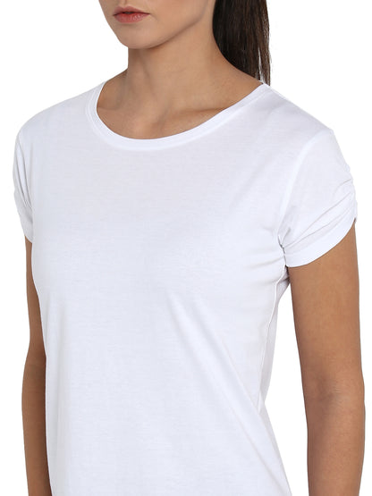 Appulse Women's Gathering sleeve Round Neck T-Shirt | Women | Premium Cotton | Activewear | Athleisure