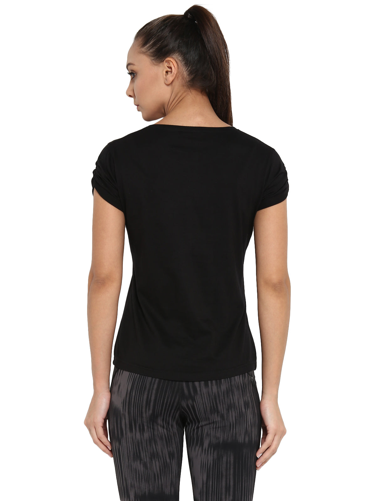 Ap'pulse Women's Gathering sleeve Round Neck Tshirt