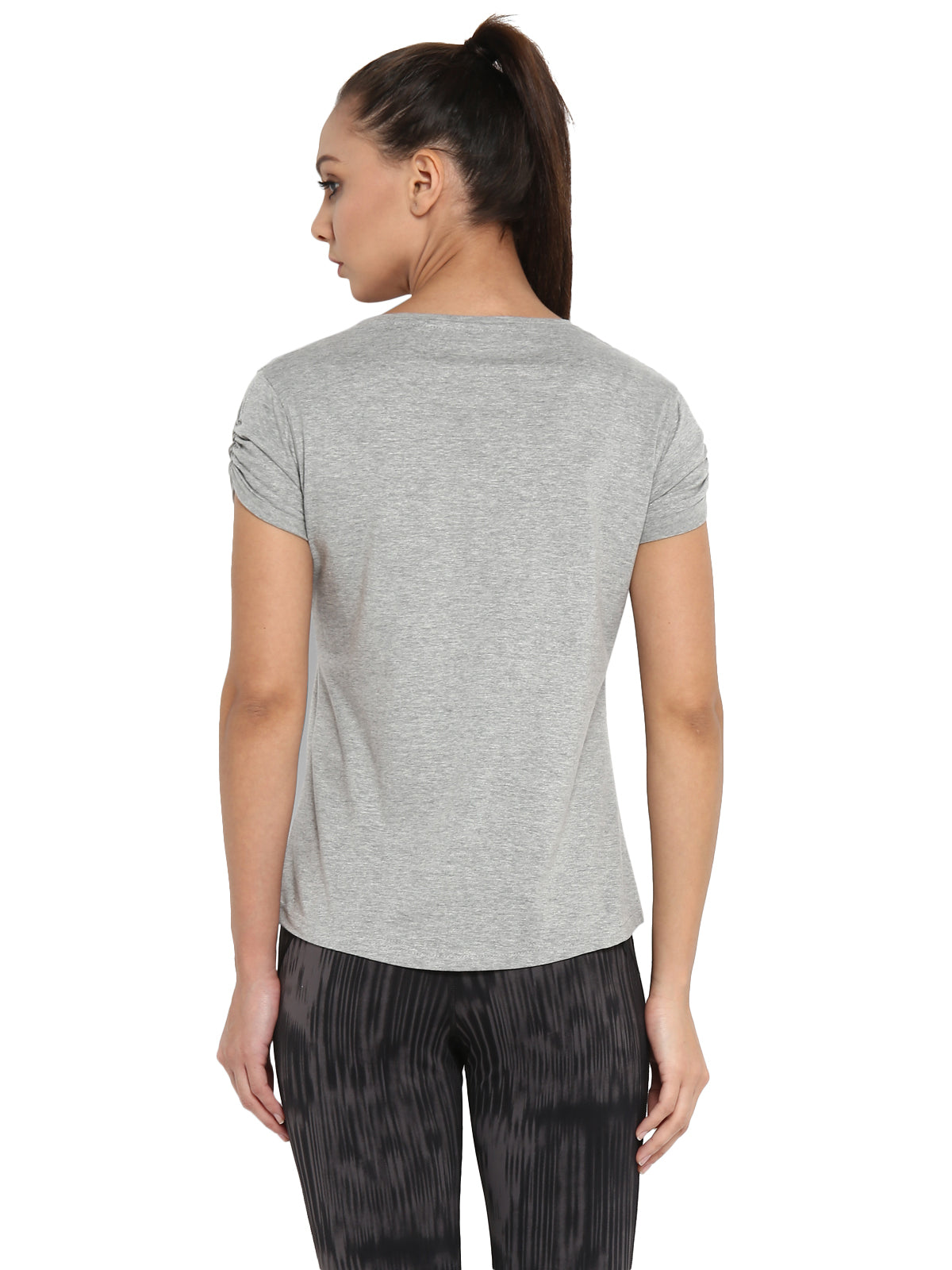 Ap'pulse Women's Gathering sleeve Round Neck Tshirt