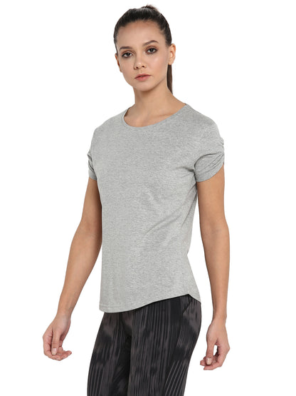 Appulse Women's Gathering sleeve Round Neck T-Shirt | Women | Premium Cotton | Activewear | Athleisure