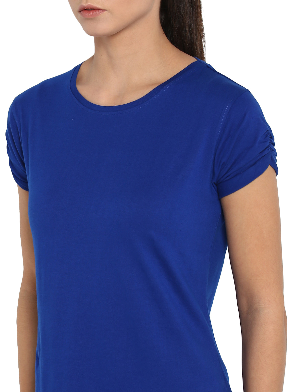 Ap'pulse Women's Gathering sleeve Round Neck Tshirt