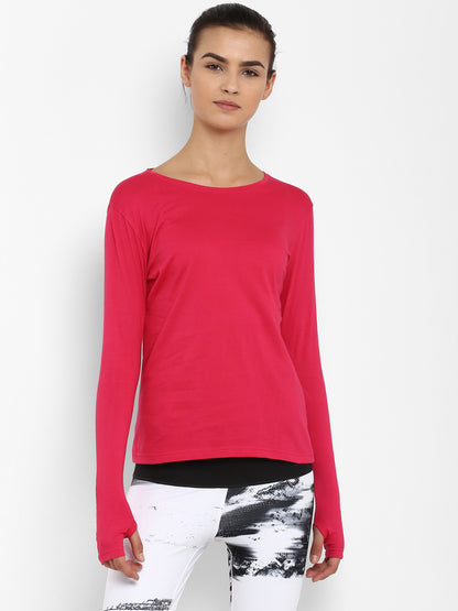 Appulse Women's Round Neck Long Sleeve Thumopen T-Shirt | Women | Premium Cotton | Activewear | Athleisure