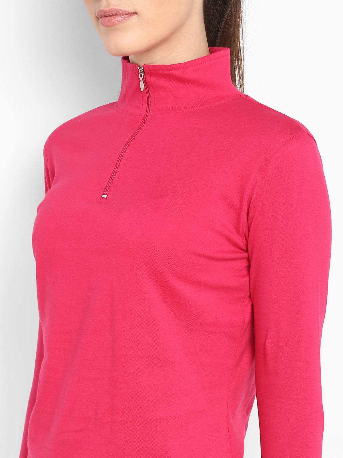 Ap'pulse Women's Hi Neck Long Sleeve Thumbopen Tshirt