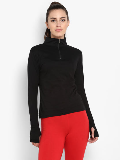 Appulse Women's Hi Neck Long Sleeve Thumb Hole T-Shirt | Women | Premium Cotton | Activewear | Athleisure