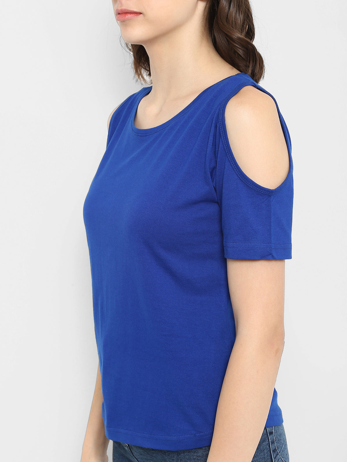 Ap'pulse Women's Round Neck Cold Shoulder Tshirt